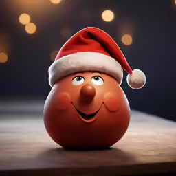 the tomato is wearing a santa hat