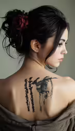 a beautiful woman with some ink on her back