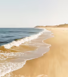 the beach is empty of swimmers in the ocean