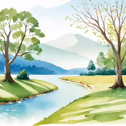 the water runs through a small, grassy area