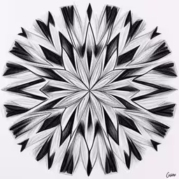 the black and white drawing is of an unusual object,a pencil drawing of an abstract design in black and white