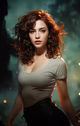 a beautiful woman standing in a white shirt