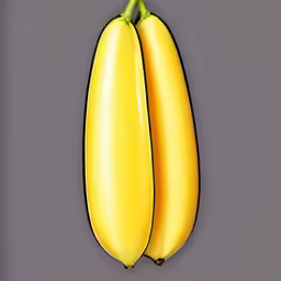 two bananas hanging off of the side of the wall