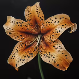 a flower with black spots sitting in the middle of it