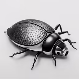 a black bug with an antenna sitting on it