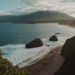 there is an aerial shot of the beach