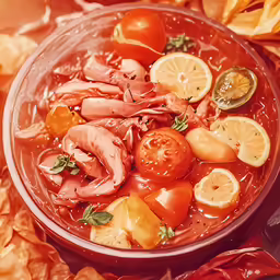 a close up of a bowl filled with food