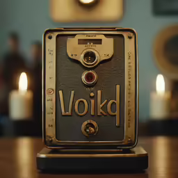 a small camera sits on a table with candles in the background