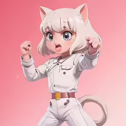 a anime character in an uniform pointing to the right