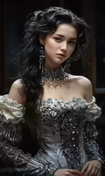 an artistic portrait of a woman in a costume