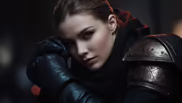 a beautiful young woman dressed in dark clothing