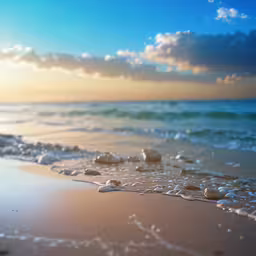 an ocean beach with sand and water
