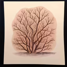 an ink drawing of a tree with no leaves