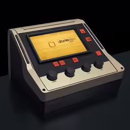 an old technology device sits on top of a table