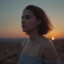 a woman staring off into the distance in the distance