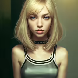 a girl with blonde hair wearing a choker