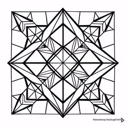 a drawing made by an adult using different colors,a square shaped drawing with the text, the pattern has been drawn with black and white