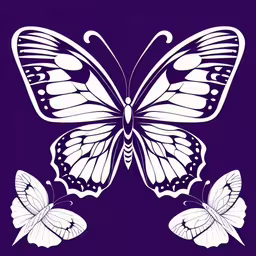 an image of two butterflies in a purple background,a black and white butterfly with two wings