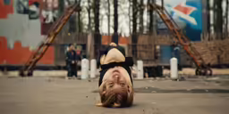 a man has fallen head down in the middle of the street