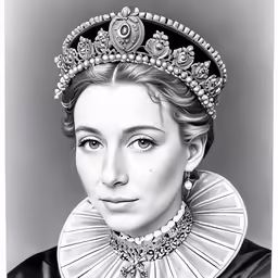 the young queen is wearing an ornate crown