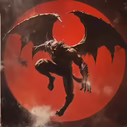 illustration depicting the creature attacking the demon
