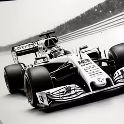 a car is driving on a race track