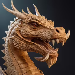 a statue of a dragon with a long horn
