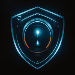 a black circle with a glowing yellow light is in the center