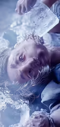 the man is swimming in a pool and drinking water