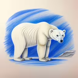 a painting of a white polar bear in the ice