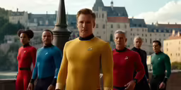 a bunch of men in star trek uniforms