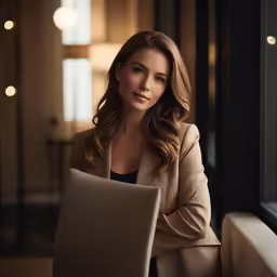 woman seated in front of a window with her arms folded