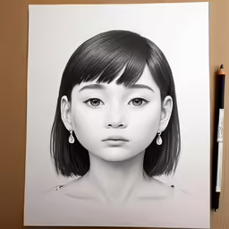 a girl is drawn on a piece of paper