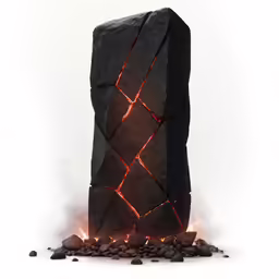 a rock surrounded by lava and fire