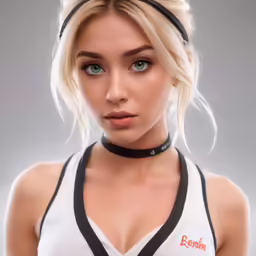 the girl is wearing white shirt and black choker