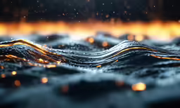 some water and some orange light on the side