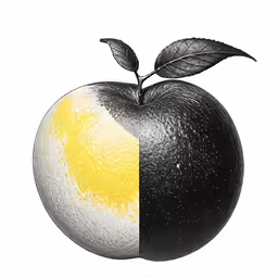 an image of an apple with a lemon slice