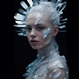 a close up of a woman with very artistic makeup