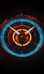 a clock has a glowing dial and the time is 12 30