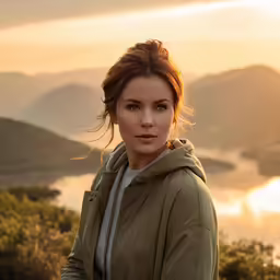 a girl with a jacket on posing for a photograph