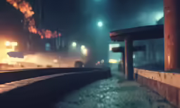 a person stands on a rainy night with the lights of cars behind them