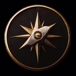 a compass or compass point with gold trim