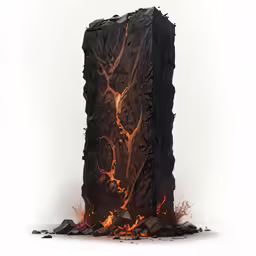 a lava in the ground burning black material