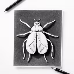 a white bug sitting on top of a piece of paper
