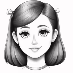 an image of the cartoon face of girl with dark hair and pink cheeks