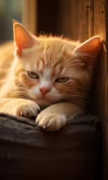 the kitten is enjoying resting on the edge of a seat