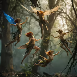 the fairy dance, including one with the wings flying over the ground