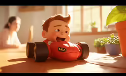 a figurine laying down on the floor of a house