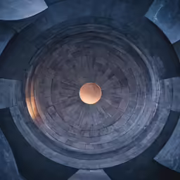an image of a circular hole in a stone structure