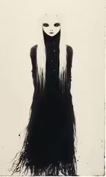 a drawing of a woman with long hair